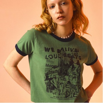 韓國PRENDA - ROCK STARS NEVER DIE TEE PALM GREEN